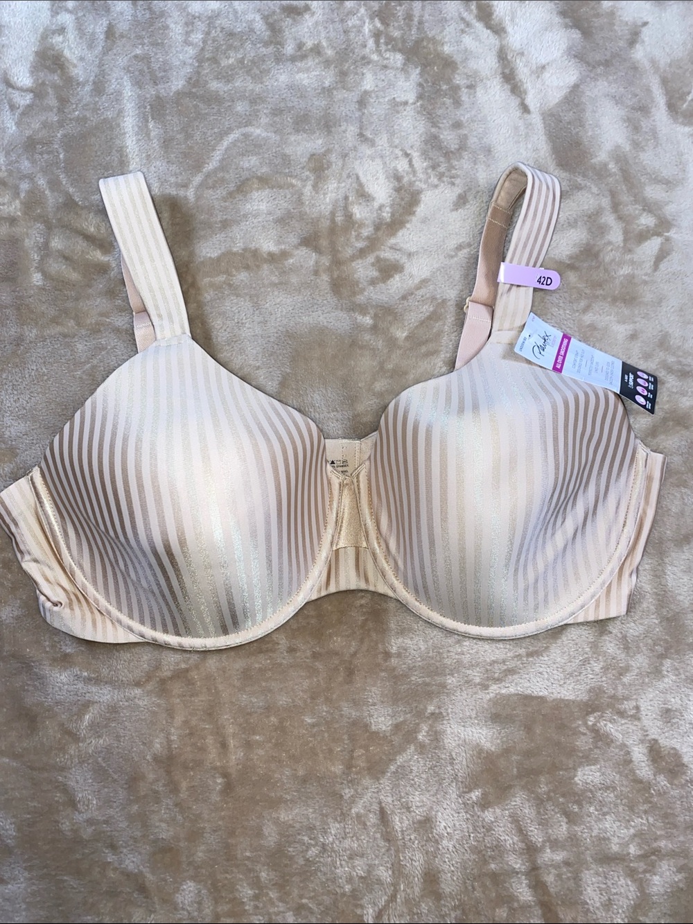 NWT Playtex Nude Beige Striped Underwire Bra